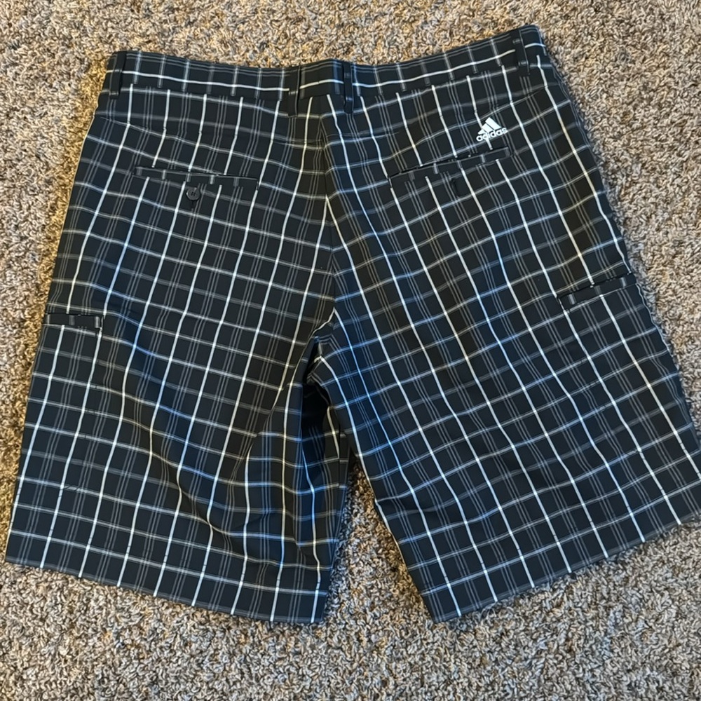 Adidas Men's Black Plaid golf Shorts - Picture 3 of 4